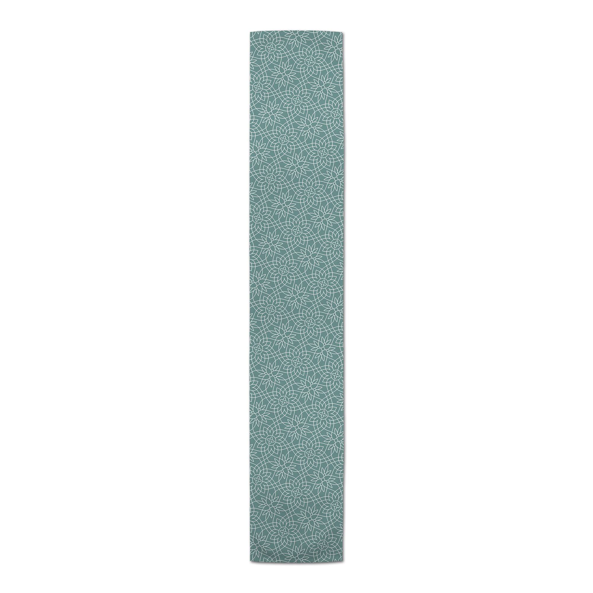 Teal Floral Poly Twill Table Runner